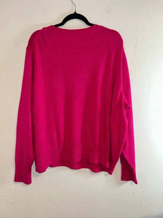 Sonoma Goods For Life 3x Lightweight V-Neck Bright Pink Soft Knit Sweater - Picture 7 of 12